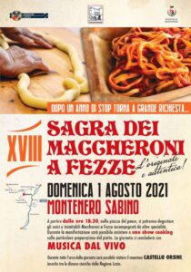 Sagra dei Maccheroni a Fezze 2021 a Montenero Sabino (RI) | Sagra nel Lazio