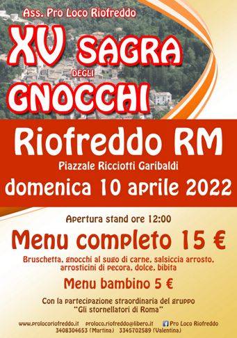 Sagra degli Gnocchi 2022 a Riofreddo (RM) | Sagre nel Lazio