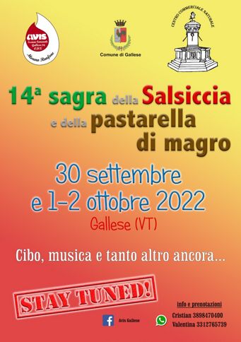 Sagra della Salsiccia e della Pastarella di Magro 2022 a Gallese | Lazio Nascosto