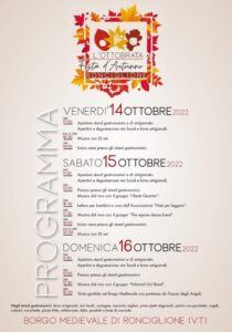 Programma de L'Ottobrata - Festa d'Autunno 2022 a Ronciglione | Lazio Nascosto
