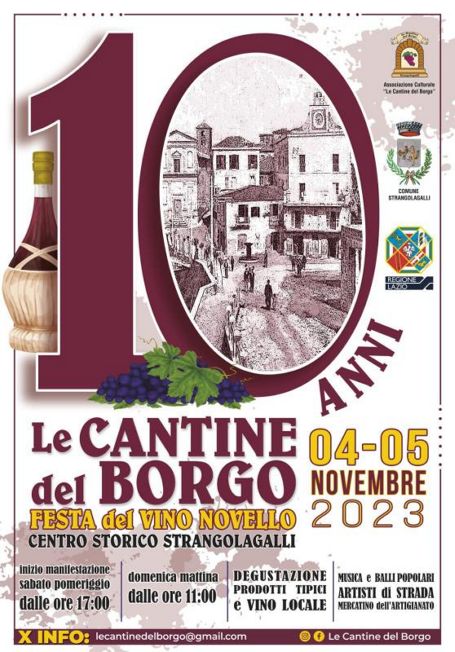 Le Cantine del Borgo - Festa del Vino Novello 2023 a Strangolagalli (FR) | Eventi enogastronomici nel Lazio