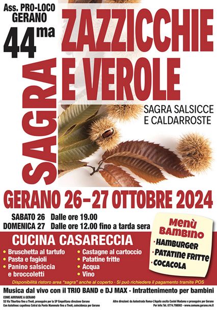 Sagra delle Zazzicchie e Veròle 2024 a Gerano (RM) | Lazio Nascosto