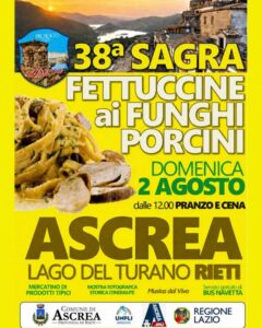 Sagra delle Fettuccine ai Funghi Porcini 2026 ad Ascrea (RI) | Sagre nel Lazio Sagra delle Fettuccine ai Funghi Porcini 2026 ad Ascrea (RI) | Sagre nel Lazio